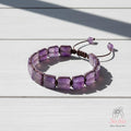 Amethyst Bracelet Square Beads | Layering Gemstone Jewelry
