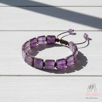 Amethyst Bracelet Square Beads | Layering Gemstone Jewelry
