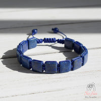 Lapis Lazuli Bracelet Square Beads | Layering Gemstone Jewelry