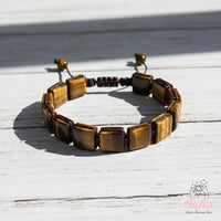 Tigers Eye Bracelet Square Beads | Layering Gemstone Jewelry
