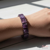 Amethyst Bracelet Square Beads | Layering Gemstone Jewelry