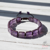 Amethyst Bracelet Square Beads | Layering Gemstone Jewelry