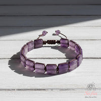 Amethyst Bracelet Square Beads | Layering Gemstone Jewelry