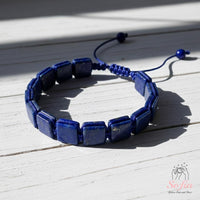 Lapis Lazuli Bracelet Square Beads | Layering Gemstone Jewelry