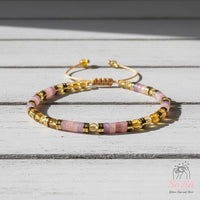 Rose Quartz & Citrine Bracelet | Layering Gemstone Heishi Beaded Bracelets