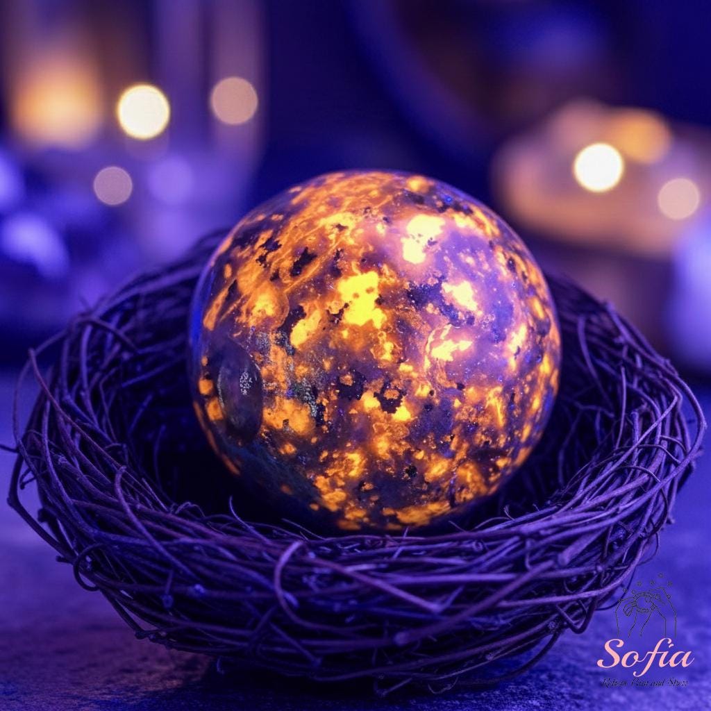 UV-Reactive Yooperlite Crystal Sphere Moon | Crystal Stone Decor