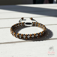 Hematite Tigers Eye Bracelet | Layering Gemstone Protection Jewelry