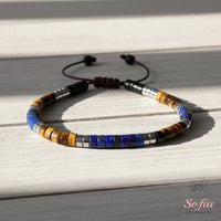 Lapis Lazuli & Tigers Eye Bracelet | Layering Gemstone Heishi Beaded Bracelets