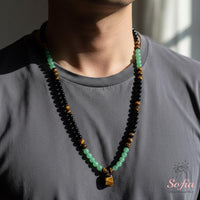 Aventurine & Tigers Eye Necklace | Boho Mala Jewelry