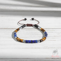 Lapis Lazuli & Tigers Eye Bracelet | Layering Gemstone Heishi Beaded Bracelets