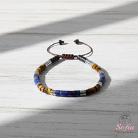 Lapis Lazuli & Tigers Eye Bracelet | Layering Gemstone Heishi Beaded Bracelets