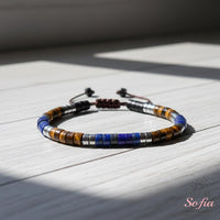 Lapis Lazuli & Tigers Eye Bracelet | Layering Gemstone Heishi Beaded Bracelets