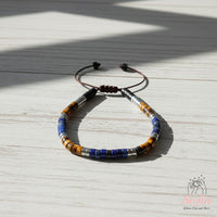 Lapis Lazuli & Tigers Eye Bracelet | Layering Gemstone Heishi Beaded Bracelets
