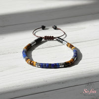 Lapis Lazuli & Tigers Eye Bracelet | Layering Gemstone Heishi Beaded Bracelets