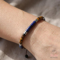 Lapis Lazuli & Tigers Eye Bracelet | Layering Gemstone Heishi Beaded Bracelets