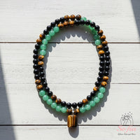 Aventurine & Tigers Eye Necklace | Boho Mala Jewelry