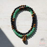 Aventurine & Tigers Eye Necklace | Boho Mala Jewelry