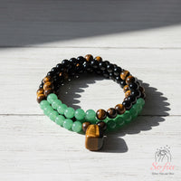 Aventurine & Tigers Eye Necklace | Boho Mala Jewelry