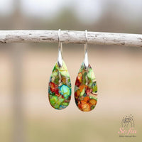 Rainbow Jasper Earrings | Boho Drop Earring | Crystal Jewelry