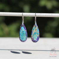 Blue & Purple Jasper Earrings | Boho Drop Earring | Crystal Jewelry