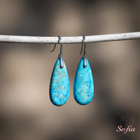 Blue Jasper Earrings | Boho Drop Earring | Crystal Jewelry