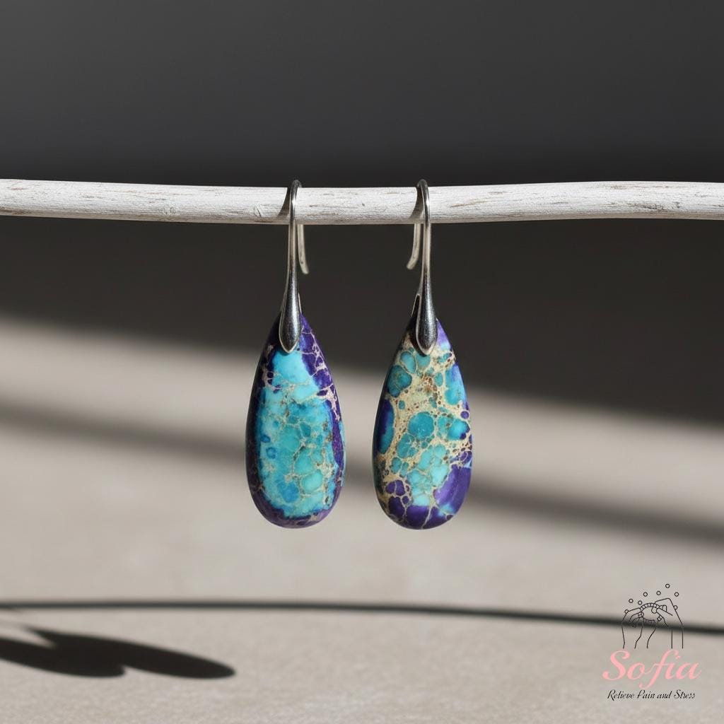 Blue & Purple Jasper Earrings | Boho Drop Earring | Crystal Jewelry