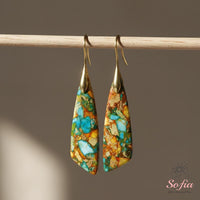 Rainbow Jasper Earrings | Boho Drop Earring | Crystal Jewelry