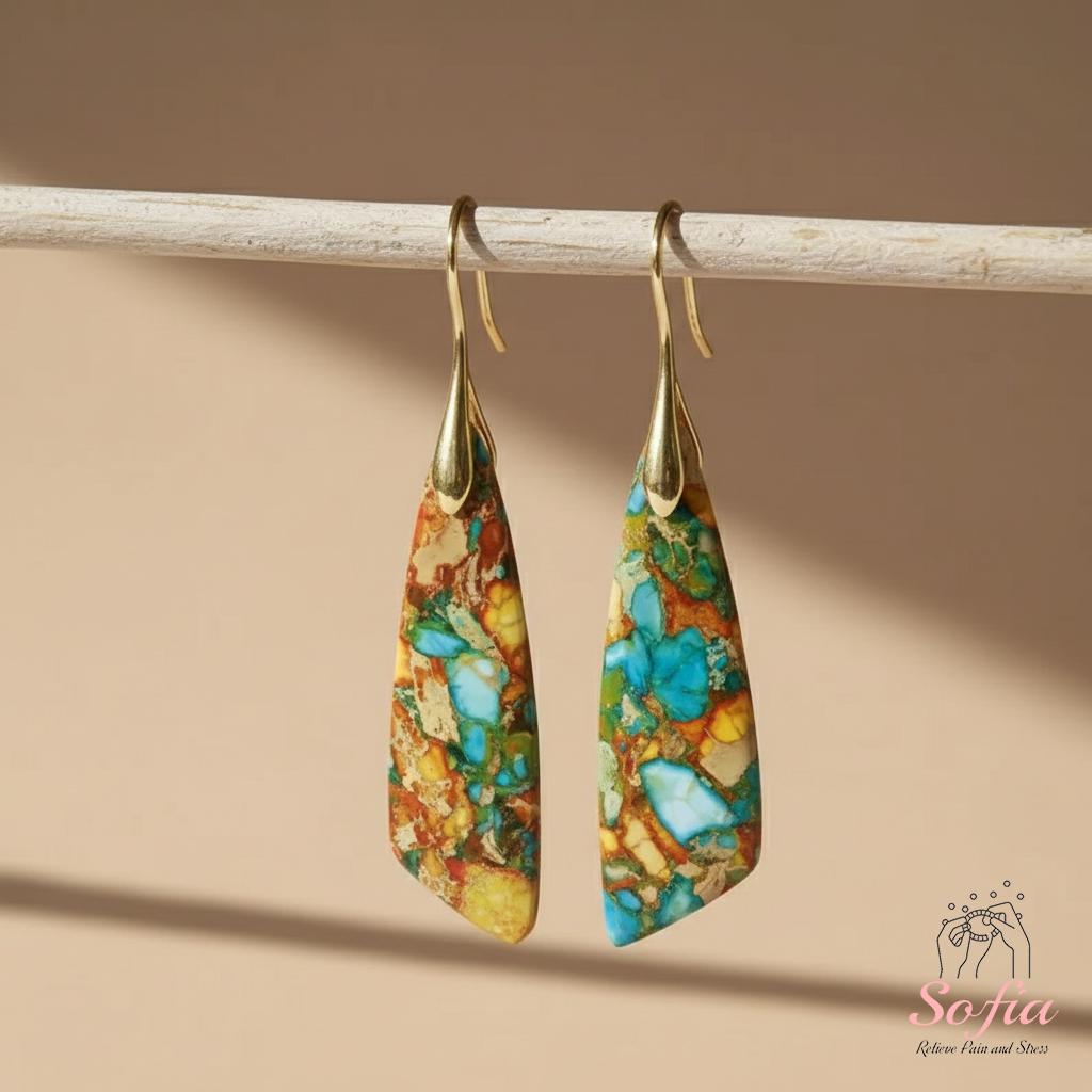 Rainbow Jasper Earrings | Boho Drop Earring | Crystal Jewelry
