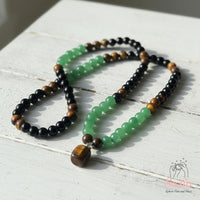 Aventurine & Tigers Eye Necklace | Boho Mala Jewelry