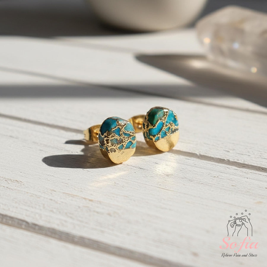 Turquoise Stud Earrings | Natural Stone Jewelry - photo 1