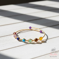 Seven Chakra Gemstone Bracelet | Wire Wrapped Gold Jewelry