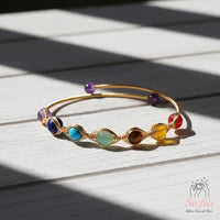 Seven Chakra Gemstone Bracelet | Wire Wrapped Gold Jewelry