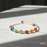 Seven Chakra Gemstone Bracelet | Wire Wrapped Gold Jewelry