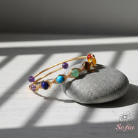 Seven Chakra Gemstone Bracelet | Wire Wrapped Gold Jewelry