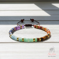 Seven Chakra Bracelet | Layering Gemstone Heishi Beaded Bracelets