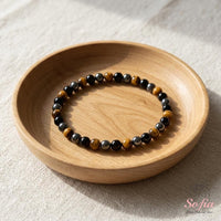 4MM Triple Protection Bracelet | Tigers Eye Obsidian Hematite Beaded Jewelry