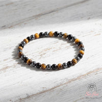 4MM Triple Protection Bracelet | Tigers Eye Obsidian Hematite Beaded Jewelry