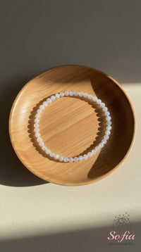 4MM White Moonstone Bracelet | Dainty Beaded Crystal Jewelry