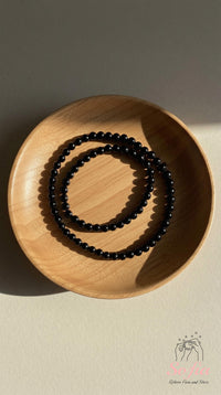 4MM Obsidian Bracelet | Dainty Beaded Crystal Jewelry