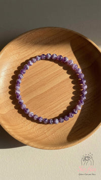 4MM Chevron Amethyst Bracelet | Dainty Beaded Crystal Jewelry