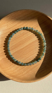 4MM Moss Agate Bracelet | Dainty Beaded Crystal Jewelry