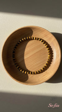 4MM Gold Tigers Eye Bracelet | Dainty Beaded Crystal Jewelry