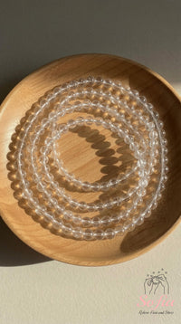 Pulsera de Cuarzo Transparente de 4mm | Joyería de Cristal con Cuentas Finas
