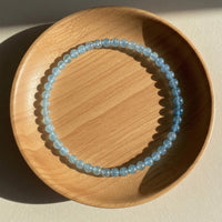 4MM Aquamarine Bracelet | Dainty Beaded Crystal Jewelry