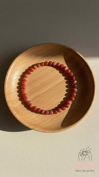 4MM Rotes Achat Armband | Zarter Perlenkristallschmuck