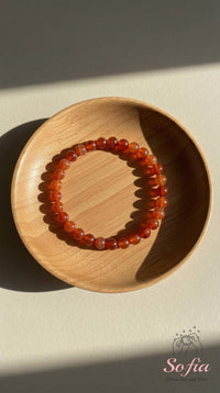 Pulsera de cornalina de 5 mm | Joyería de cristal con cuentas finas