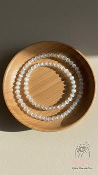 4MM Selenite Bracelet | Dainty Beaded Crystal Jewelry