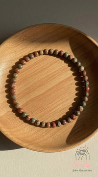 4MM Red Creek Jasper Bracelet | Dainty Beaded Crystal Jewelry