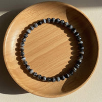 4MM Armband aus schwarzem Achat | Filigraner Kristallschmuck mit Perlen