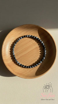 4MM Snowflake Obsidian Bracelet | Dainty Beaded Crystal Jewelry